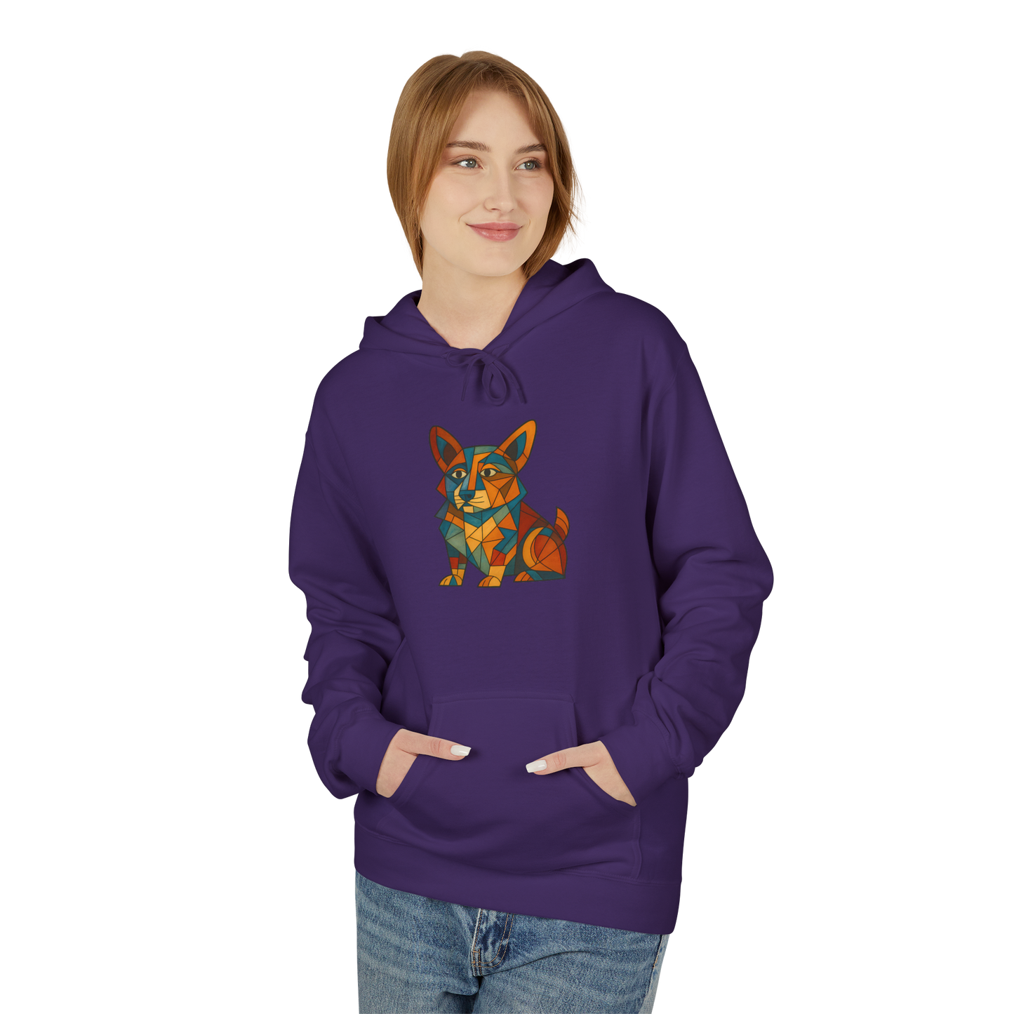 Corgi Cubism Hoodie - Colorful Geometric Dog Pullover