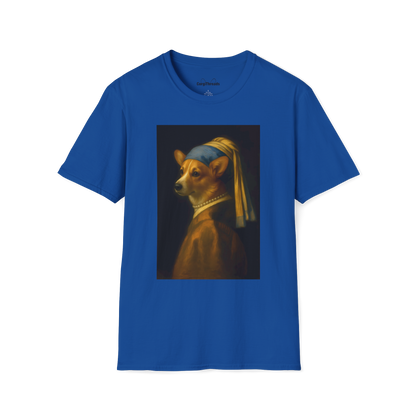 Girl with a Pearl Collar T-Shirt — Classical Portrait Corgi Art Tee