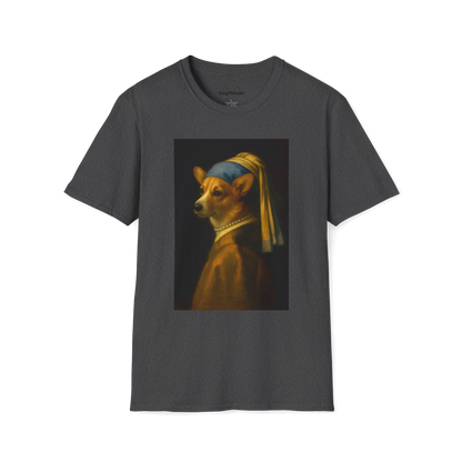 Girl with a Pearl Collar T-Shirt — Classical Portrait Corgi Art Tee