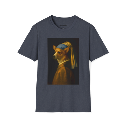 Girl with a Pearl Collar T-Shirt — Classical Portrait Corgi Art Tee