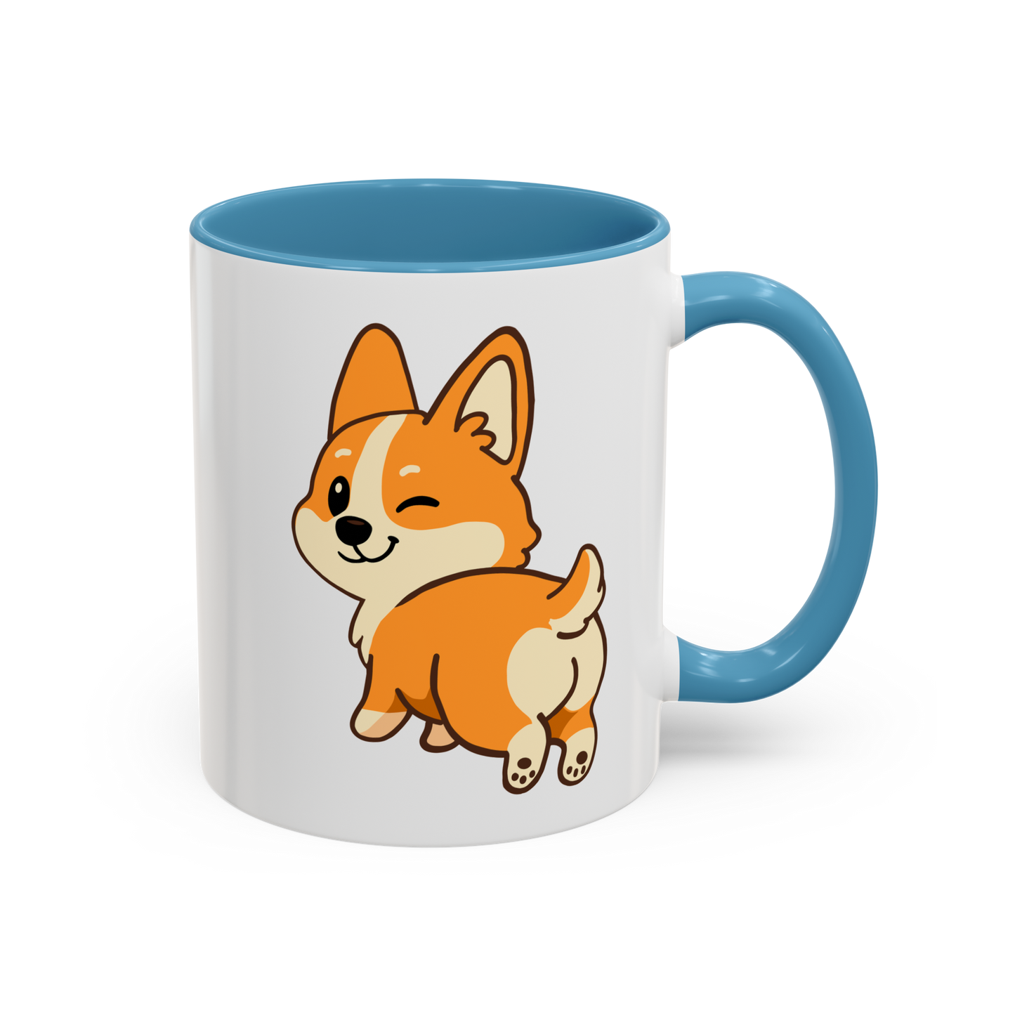 Corgi Wink Coffee Mug — Cute Winking Corgi Cartoon Accent Mug (11/15oz)