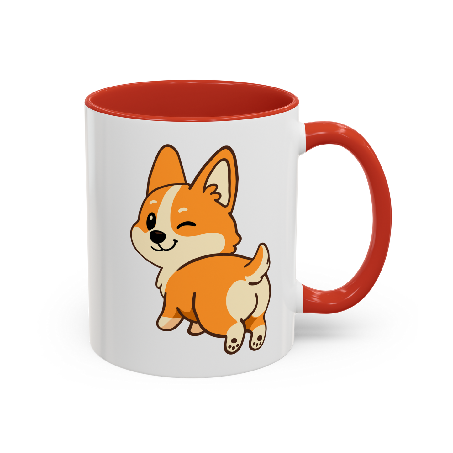 Corgi Wink Coffee Mug — Cute Winking Corgi Cartoon Accent Mug (11/15oz)