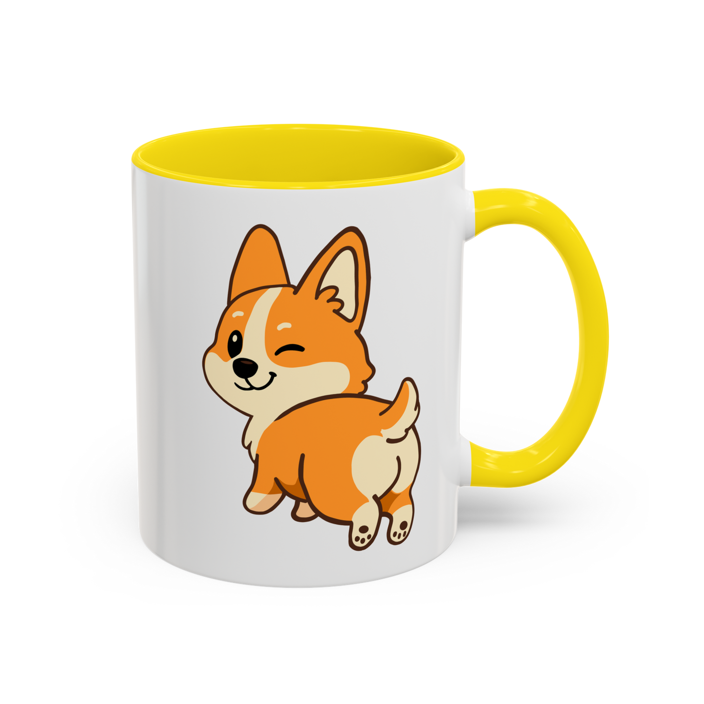 Corgi Wink Coffee Mug — Cute Winking Corgi Cartoon Accent Mug (11/15oz)
