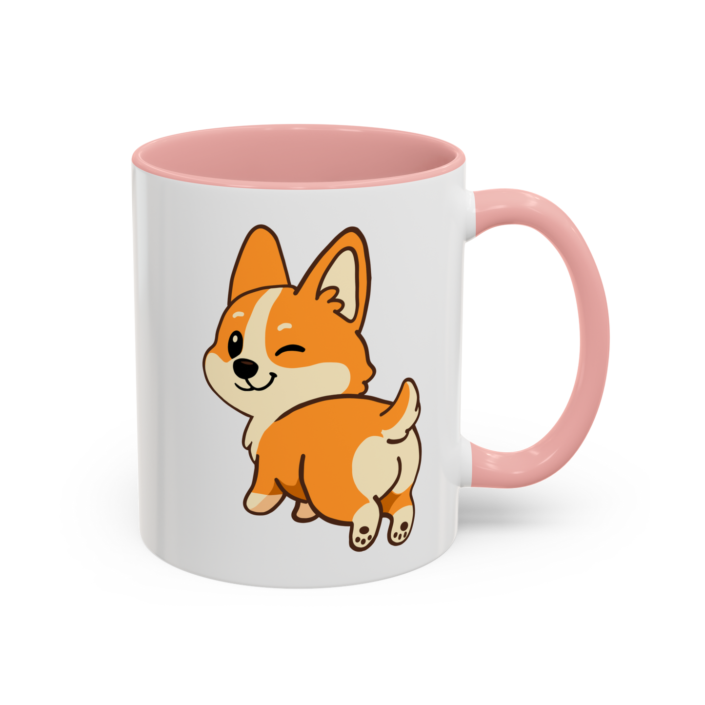 Corgi Wink Coffee Mug — Cute Winking Corgi Cartoon Accent Mug (11/15oz)