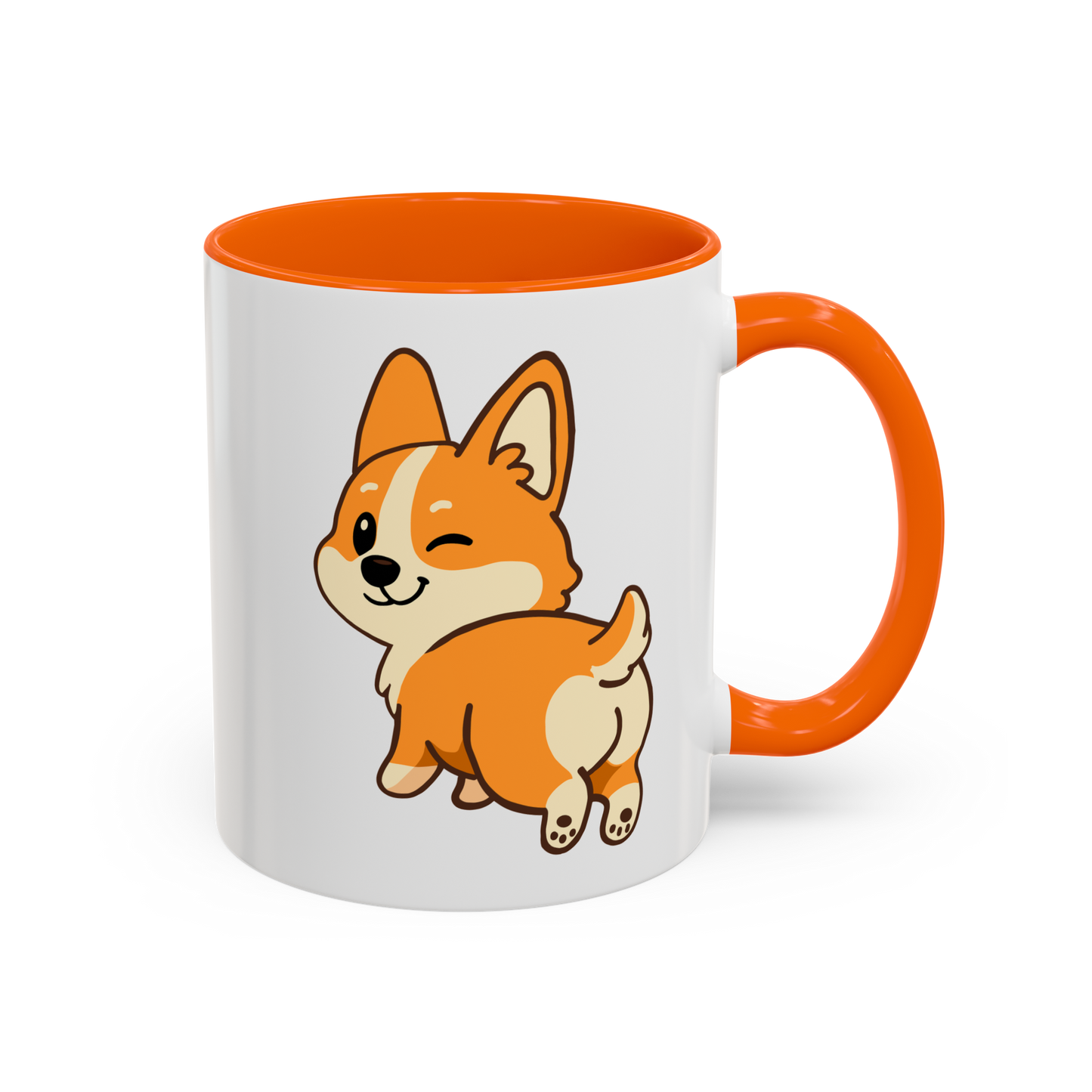Corgi Wink Coffee Mug — Cute Winking Corgi Cartoon Accent Mug (11/15oz)