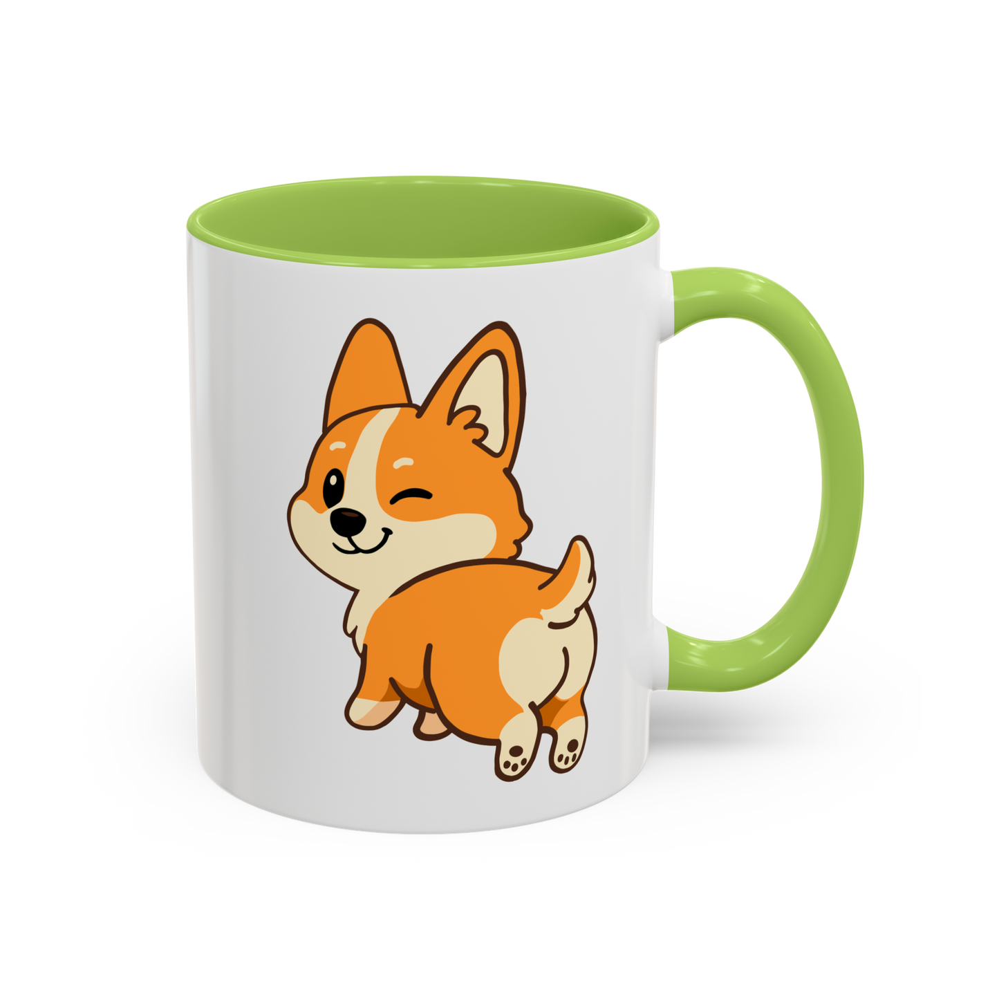 Corgi Wink Coffee Mug — Cute Winking Corgi Cartoon Accent Mug (11/15oz)