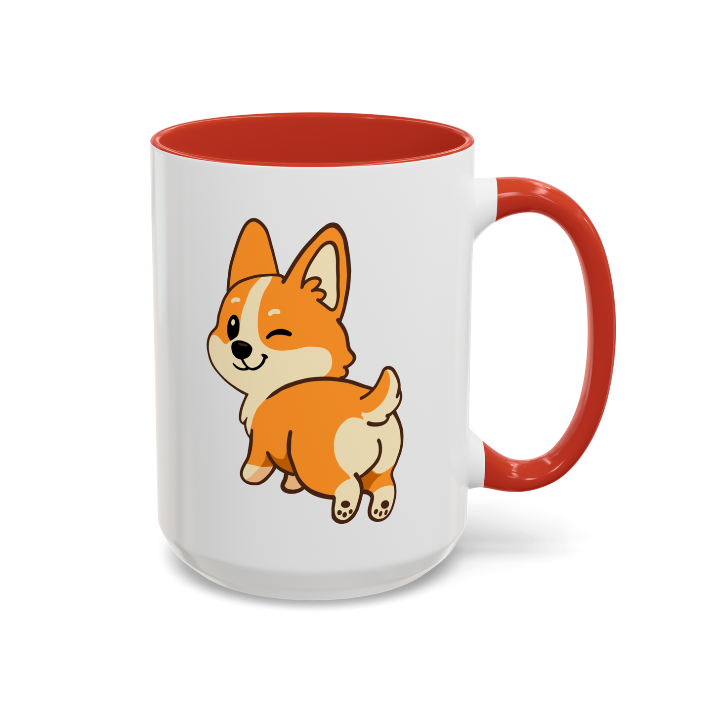 Corgi Wink Coffee Mug — Cute Winking Corgi Cartoon Accent Mug (11/15oz)