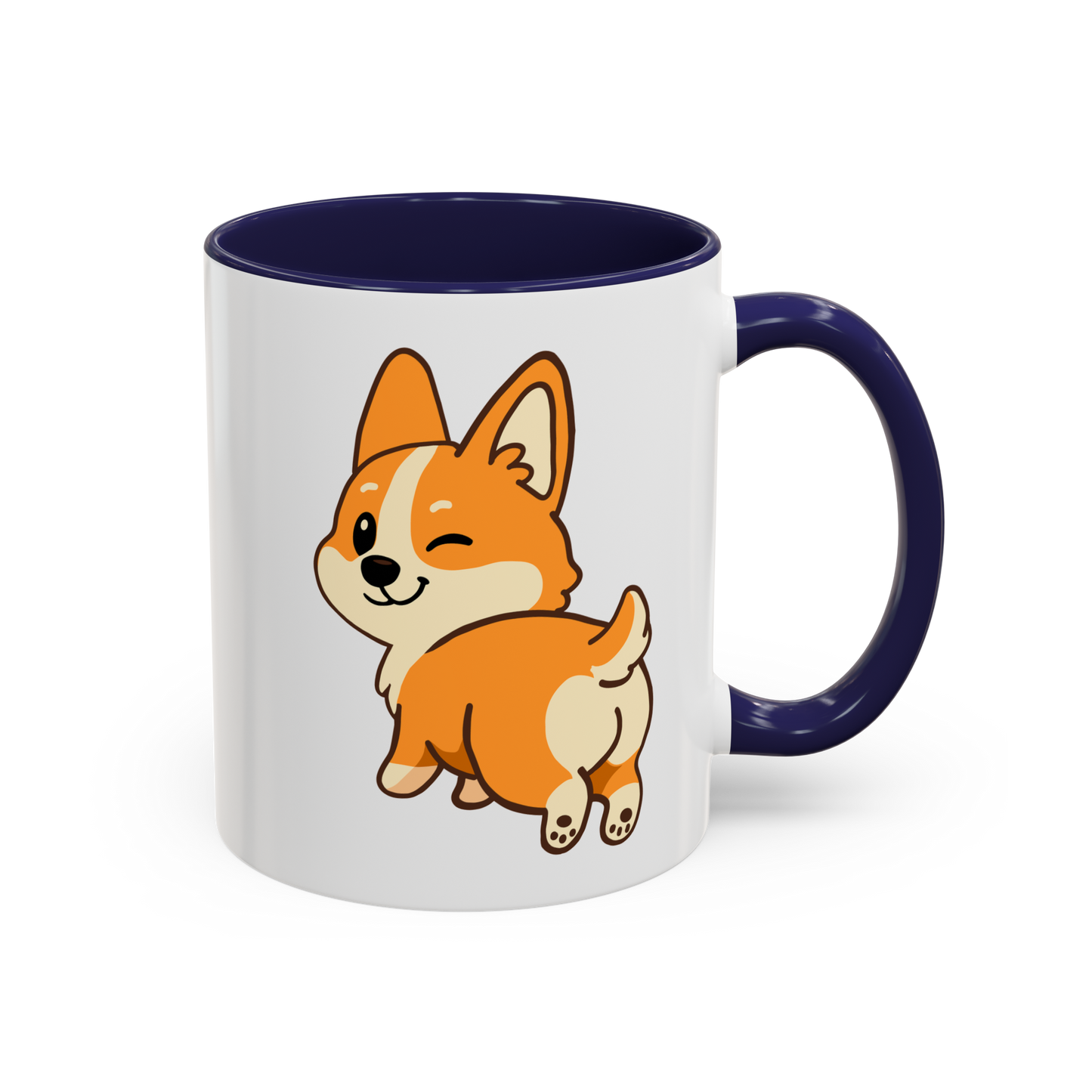 Corgi Wink Coffee Mug — Cute Winking Corgi Cartoon Accent Mug (11/15oz)