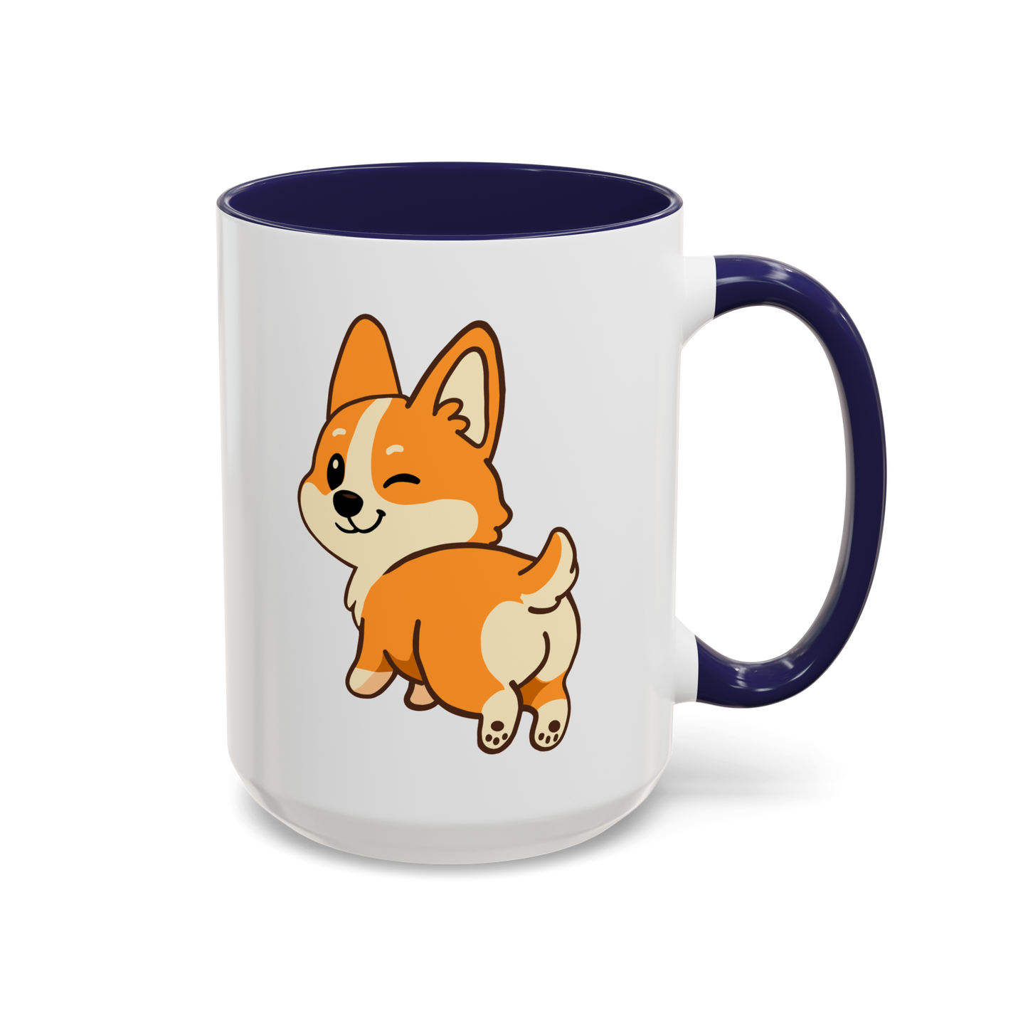 Corgi Wink Coffee Mug — Cute Winking Corgi Cartoon Accent Mug (11/15oz)