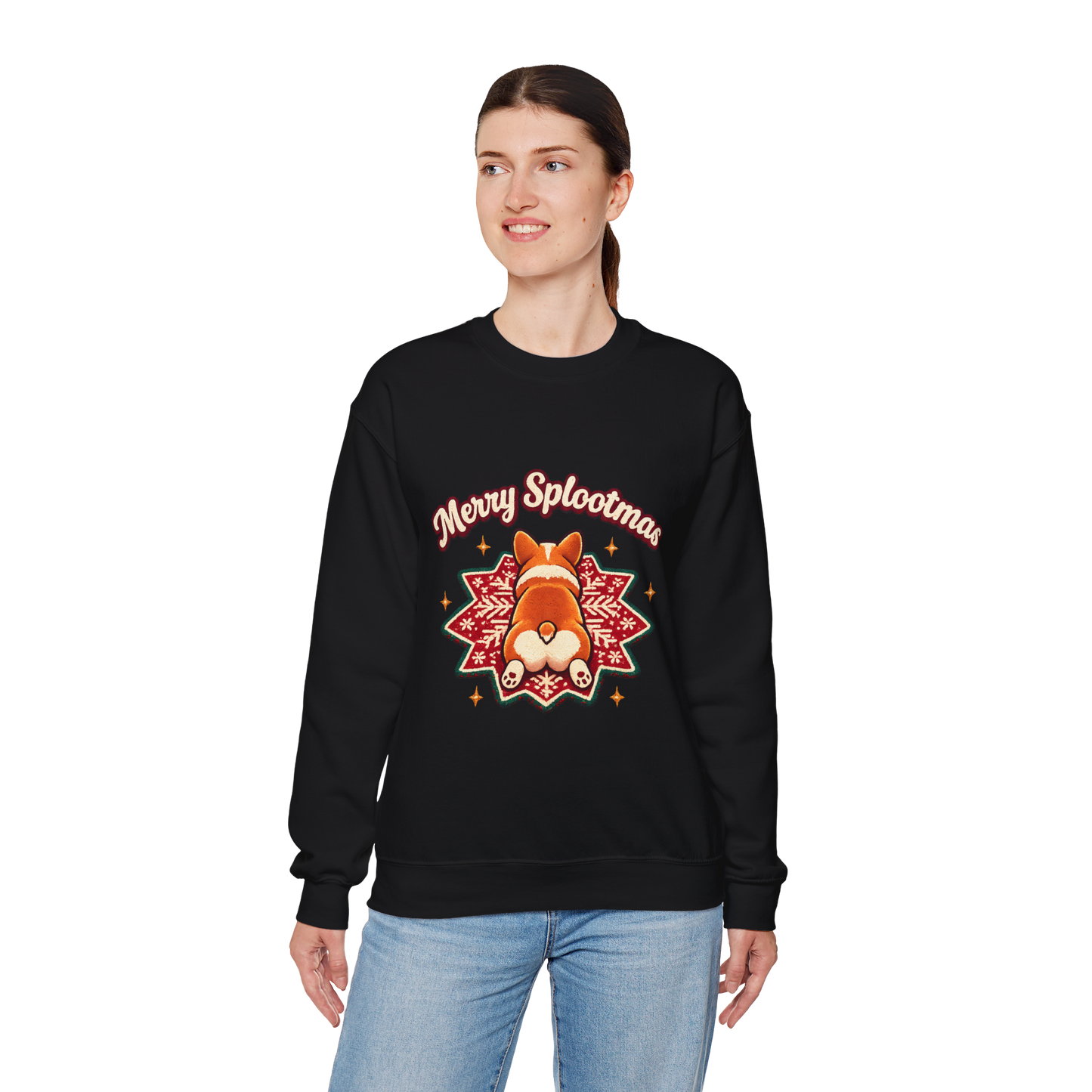 Holiday Corgi Sweatshirt – "Merry Splootmas" Cute Christmas Corgi Crewneck