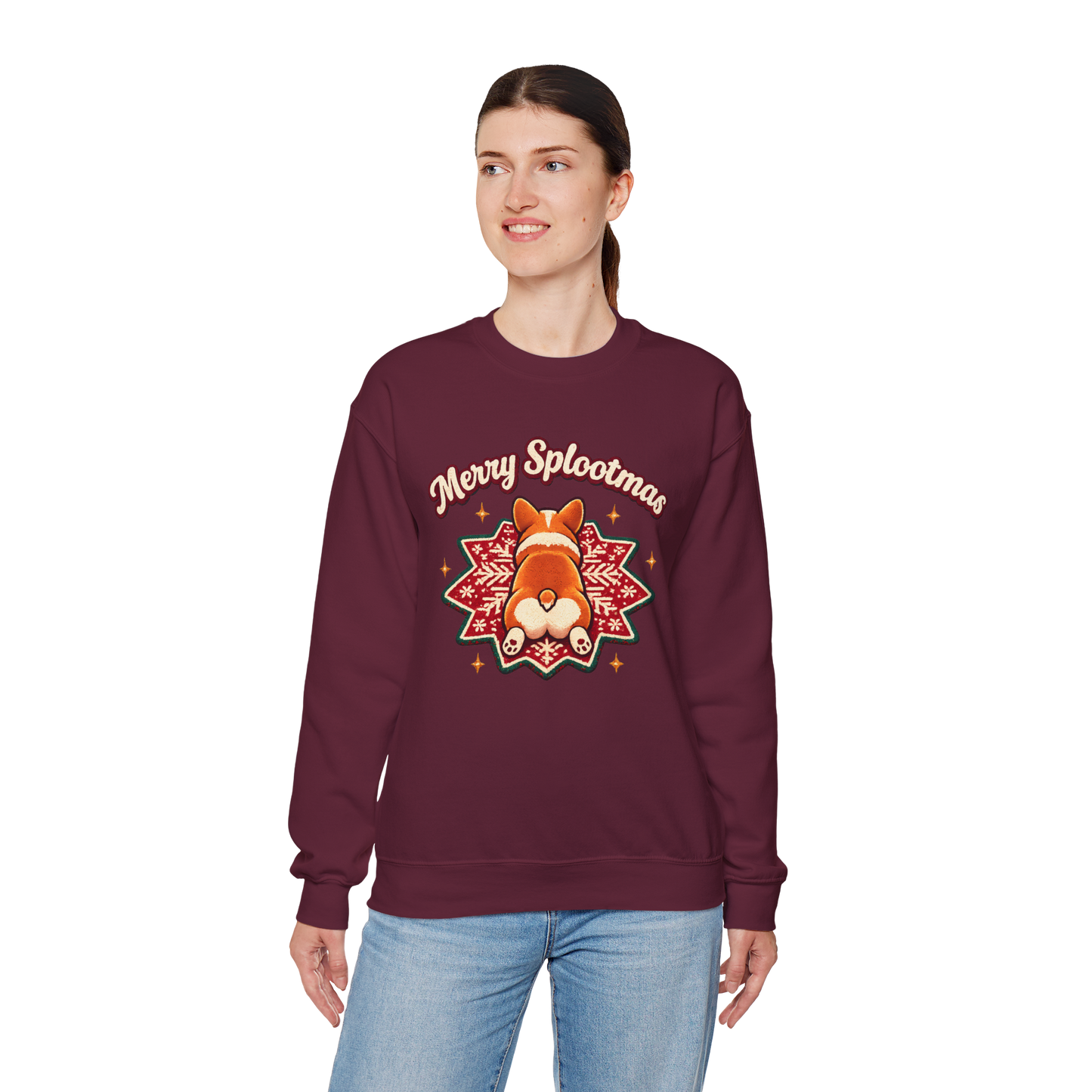 Holiday Corgi Sweatshirt – "Merry Splootmas" Cute Christmas Corgi Crewneck