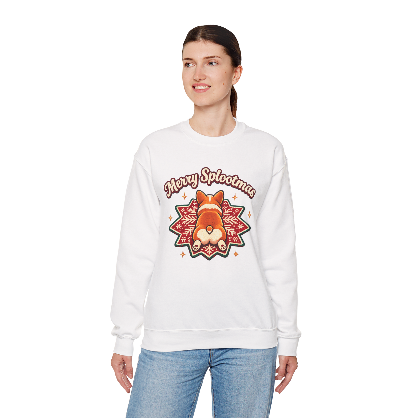 Holiday Corgi Sweatshirt – "Merry Splootmas" Cute Christmas Corgi Crewneck