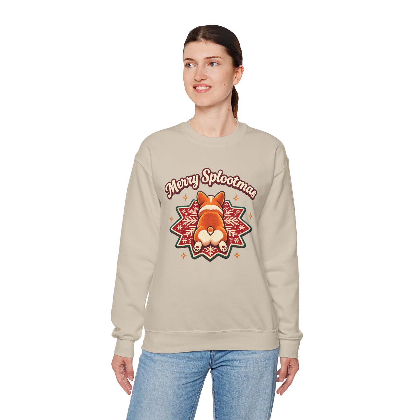 Holiday Corgi Sweatshirt – "Merry Splootmas" Cute Christmas Corgi Crewneck