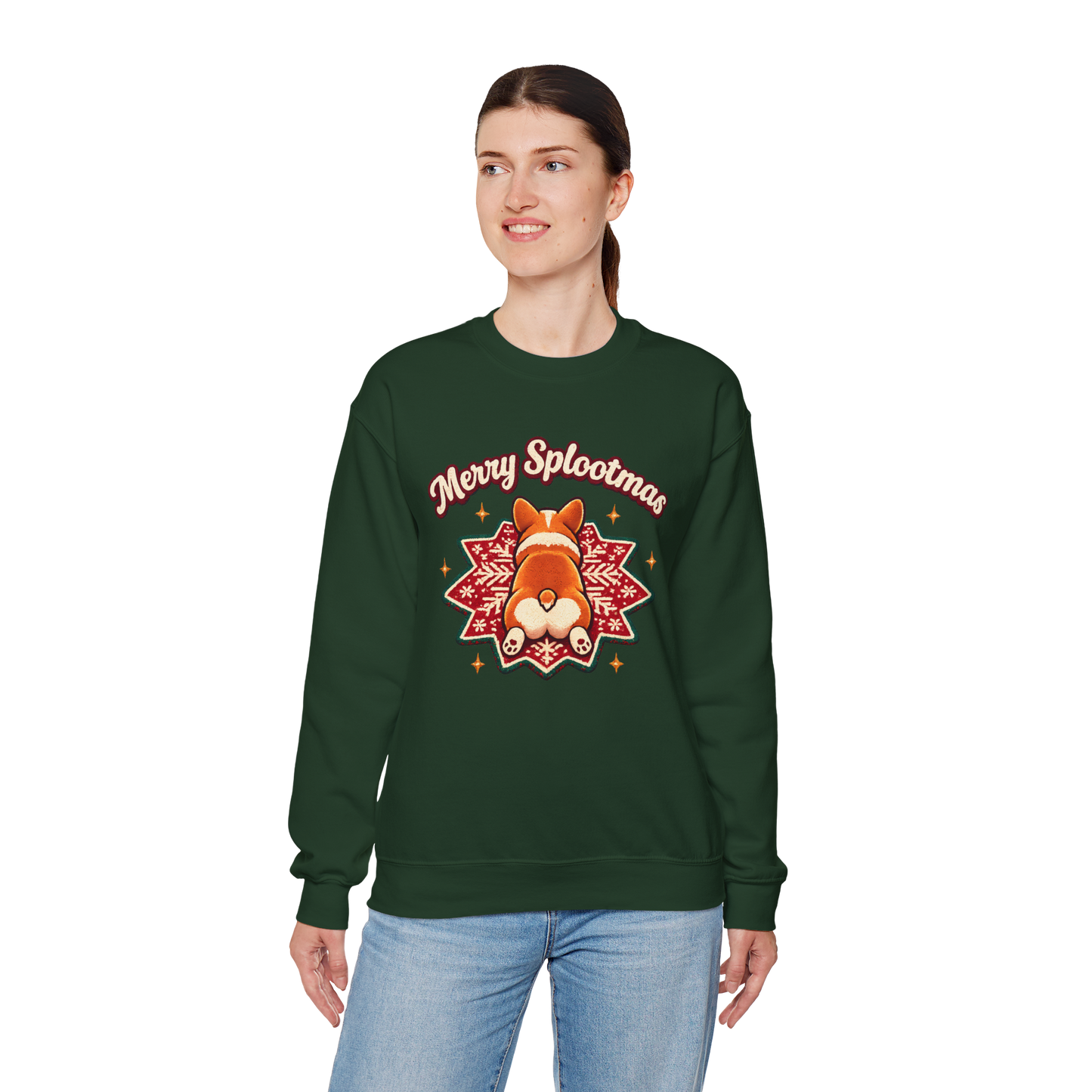 Holiday Corgi Sweatshirt – "Merry Splootmas" Cute Christmas Corgi Crewneck