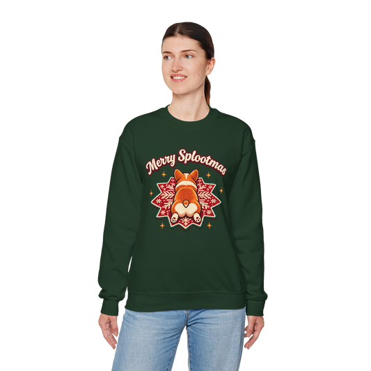 Holiday Corgi Sweatshirt – "Merry Splootmas" Cute Christmas Corgi Crewneck