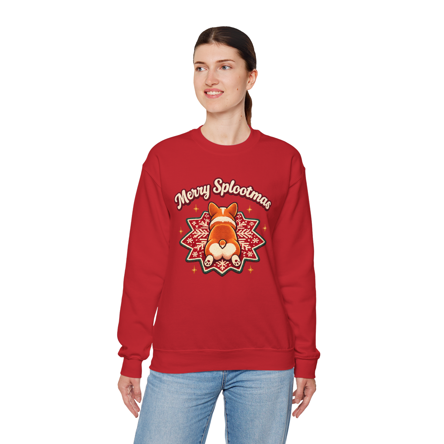 Holiday Corgi Sweatshirt – "Merry Splootmas" Cute Christmas Corgi Crewneck