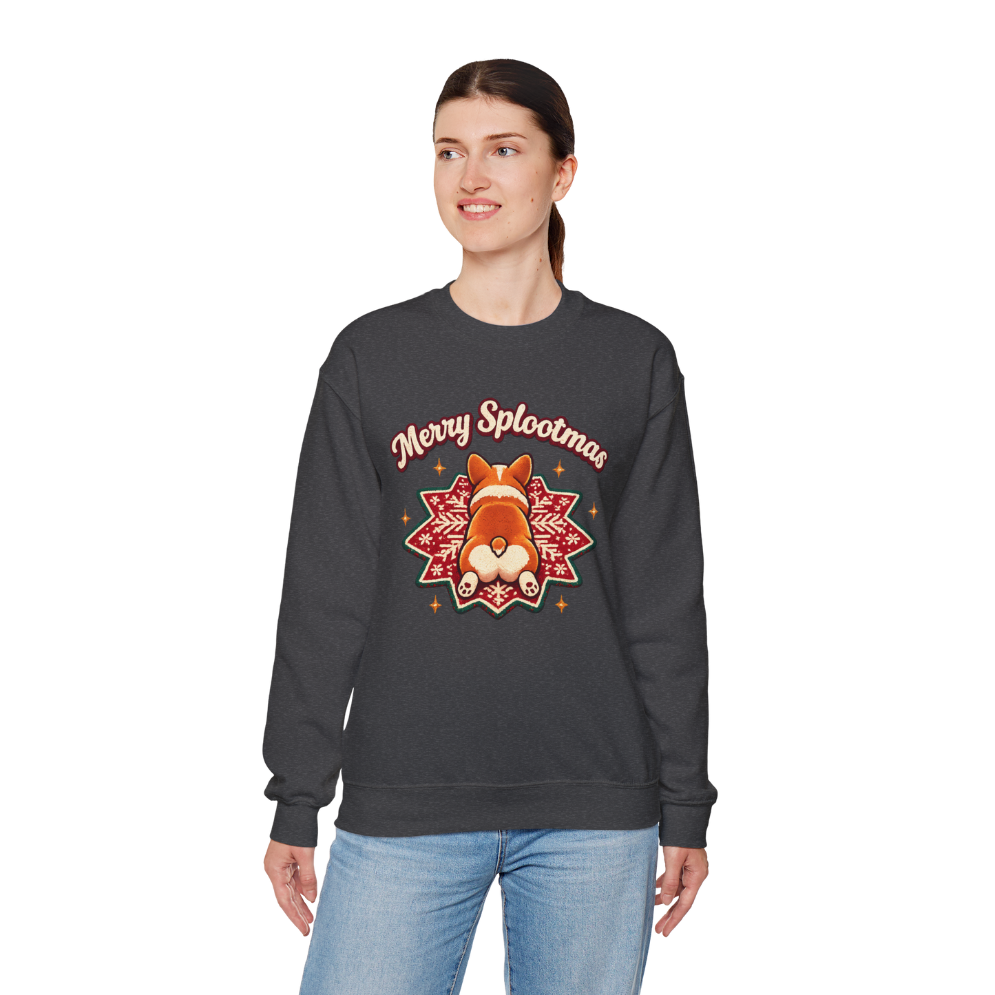 Holiday Corgi Sweatshirt – "Merry Splootmas" Cute Christmas Corgi Crewneck