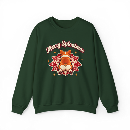 Holiday Corgi Sweatshirt – "Merry Splootmas" Cute Christmas Corgi Crewneck