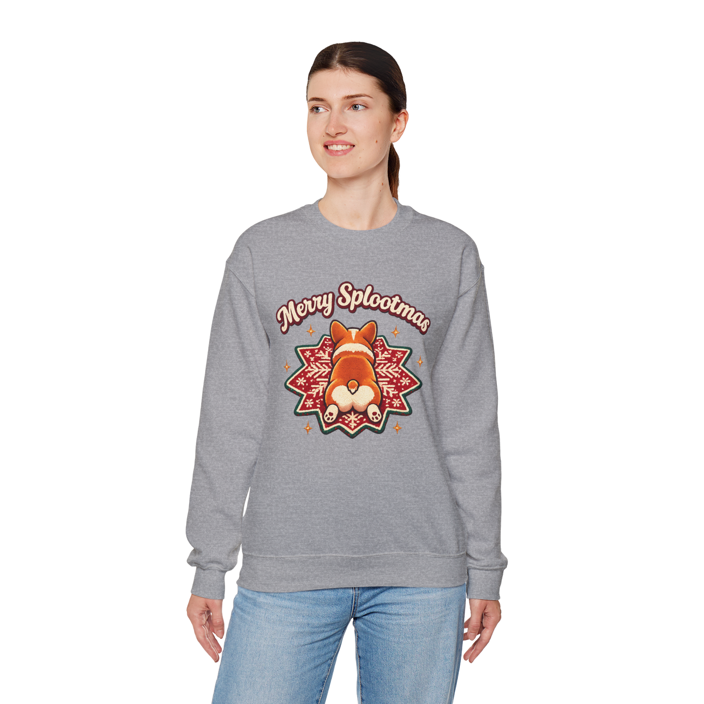 Holiday Corgi Sweatshirt – "Merry Splootmas" Cute Christmas Corgi Crewneck