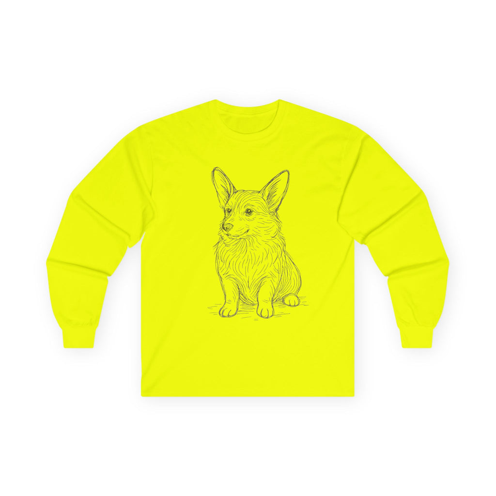 Corgi Sketch Long Sleeve Tee — Hand-Drawn Corgi Illustration