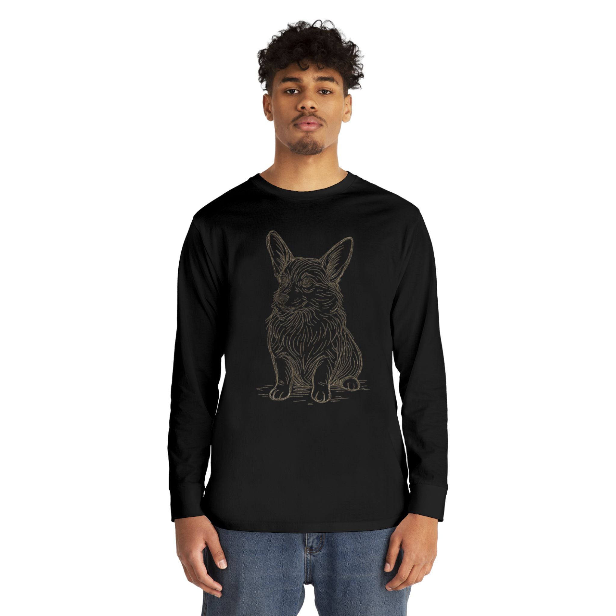 Long Sleeve Tee — Hand-Drawn Corgi Sketch Shirt