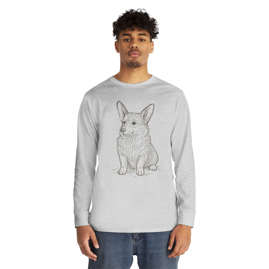 Long Sleeve Tee — Hand-Drawn Corgi Sketch Shirt