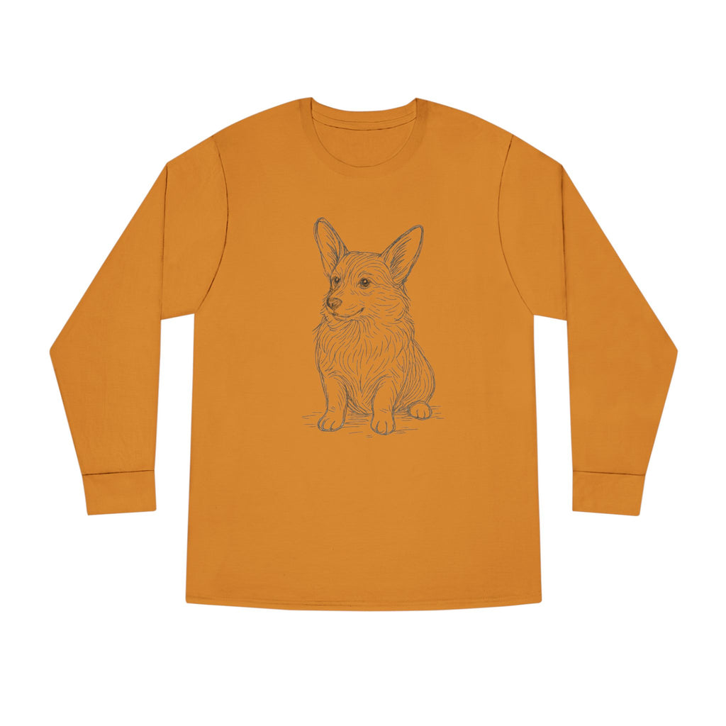 Long Sleeve Tee — Hand-Drawn Corgi Sketch Shirt