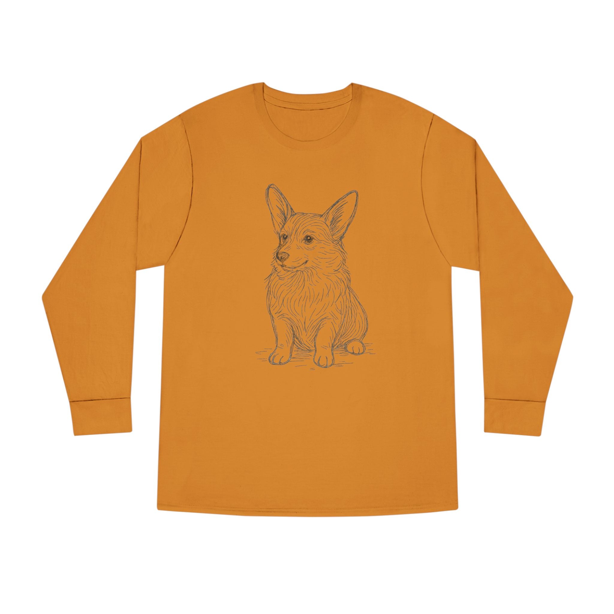 Long Sleeve Tee — Hand-Drawn Corgi Sketch Shirt