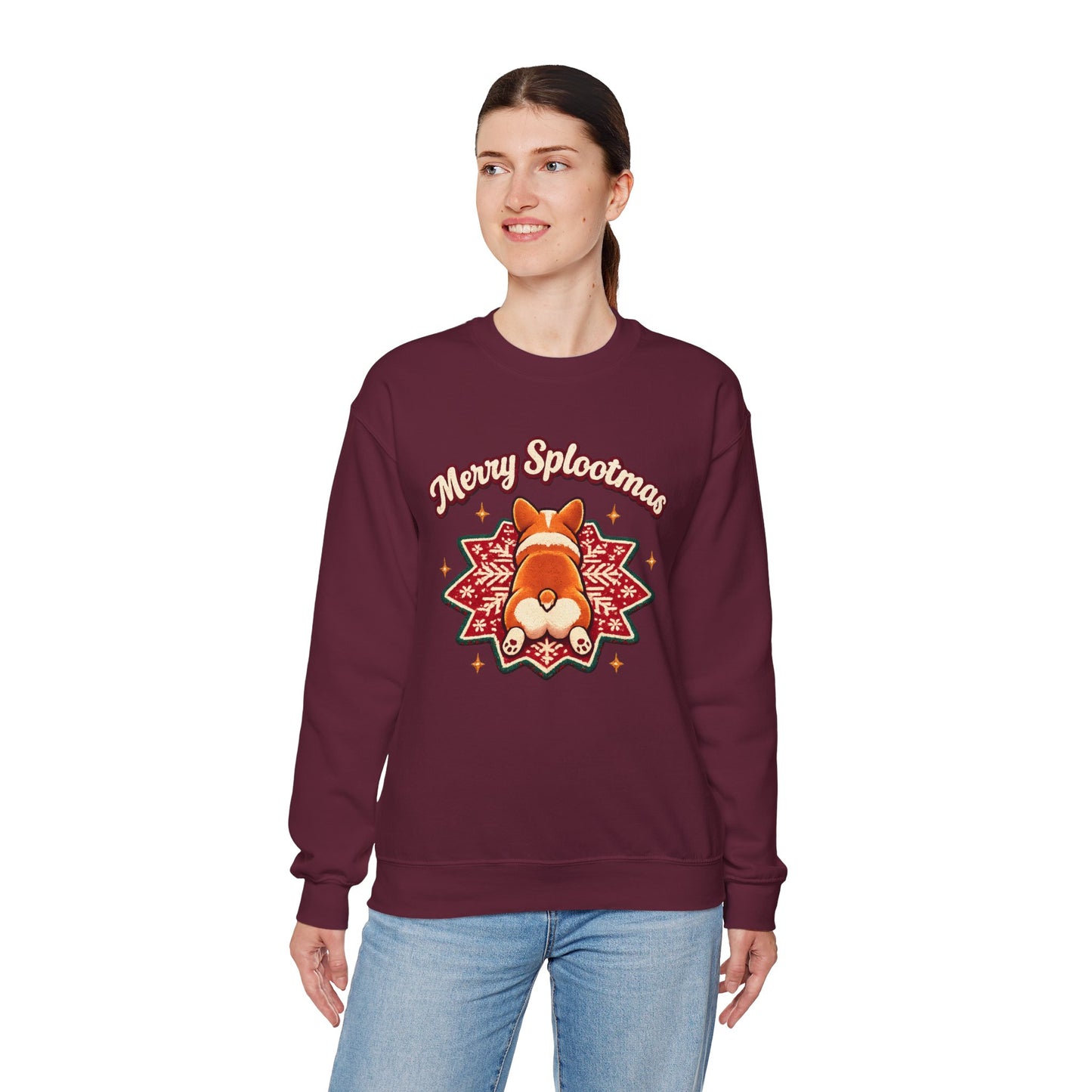 Holiday Corgi Sweatshirt – "Merry Splootmas" Cute Christmas Corgi Crewneck