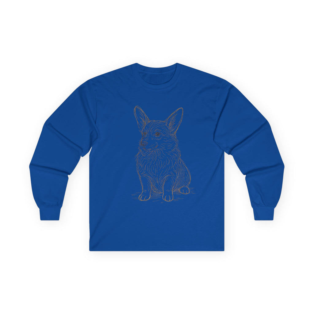Corgi Sketch Long Sleeve Tee — Hand-Drawn Corgi Illustration