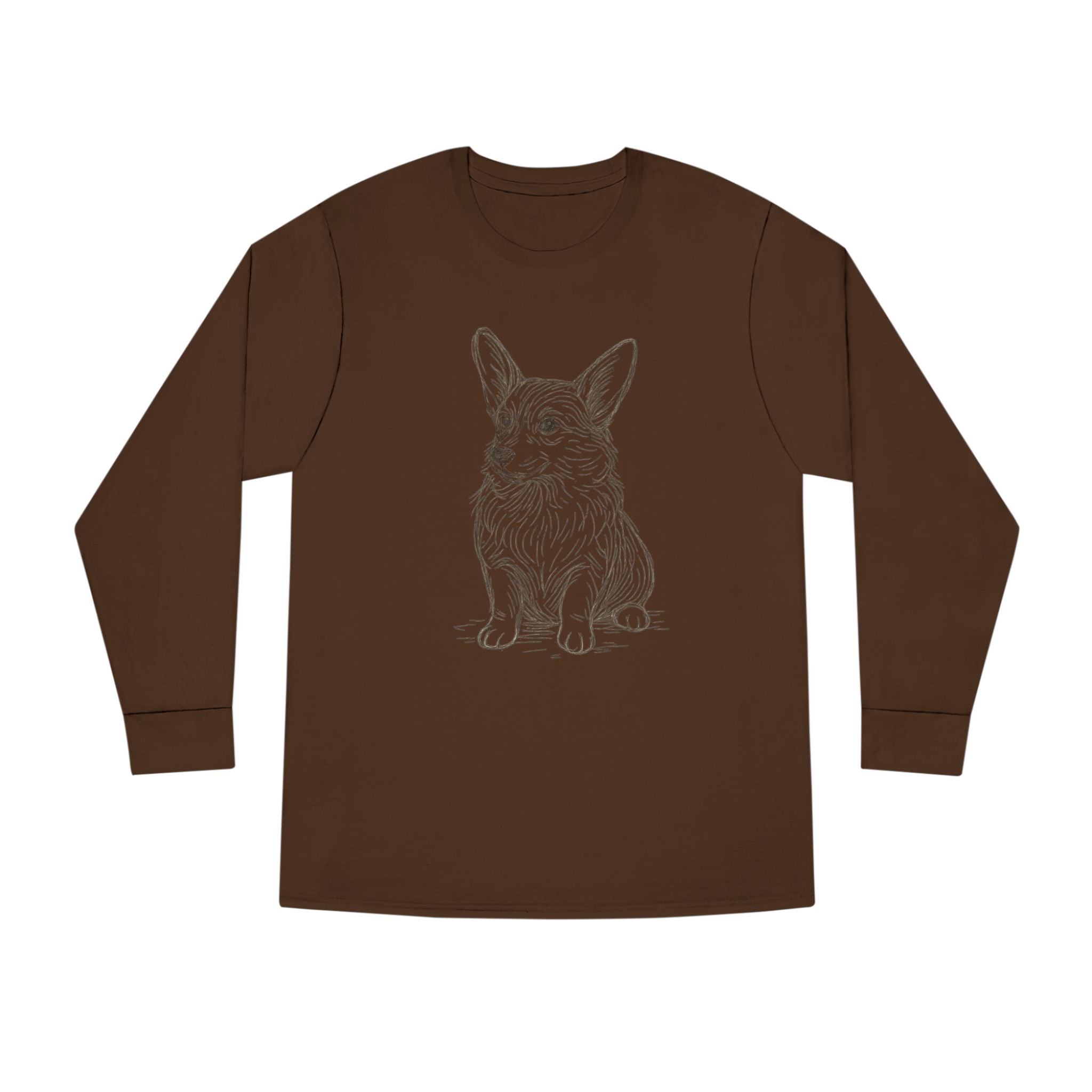 Long Sleeve Tee — Hand-Drawn Corgi Sketch Shirt