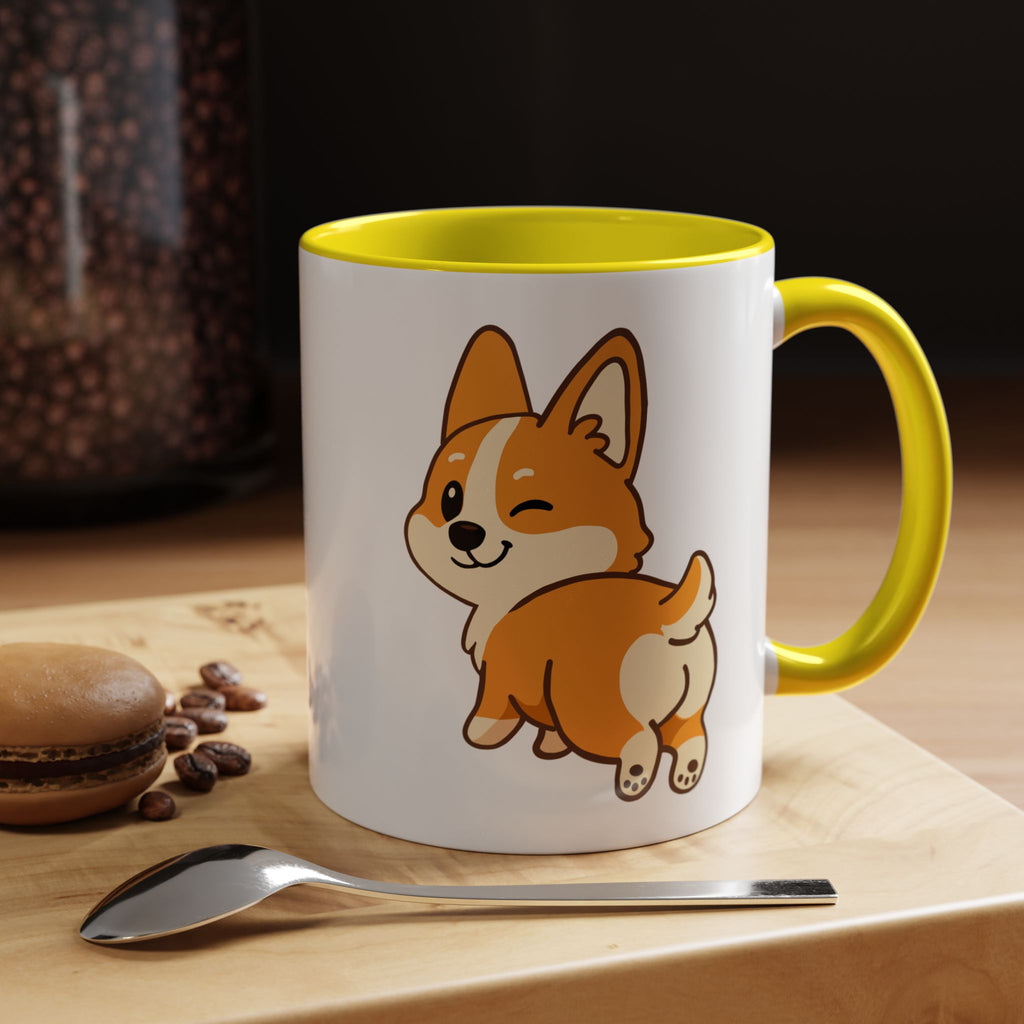 Cute Winking Corgi Accent Coffee Mug — Cute Dog Lover Gift (11/15oz)