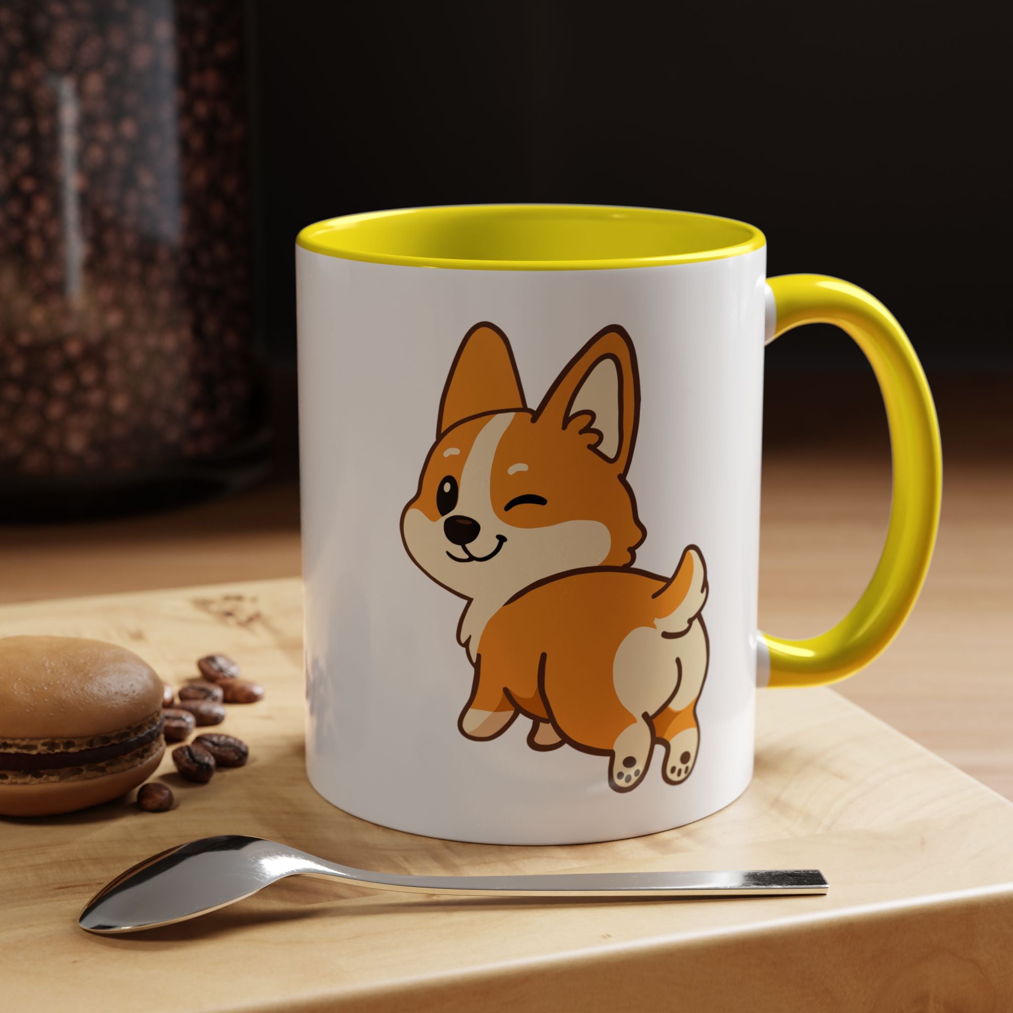 Cute Winking Corgi Accent Coffee Mug — Cute Dog Lover Gift (11/15oz)