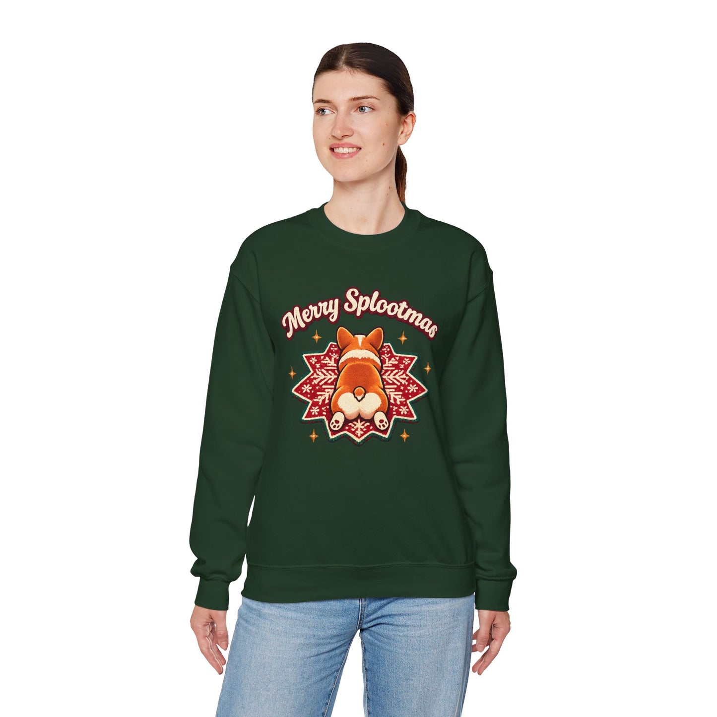 Holiday Corgi Sweatshirt – "Merry Splootmas" Cute Christmas Corgi Crewneck