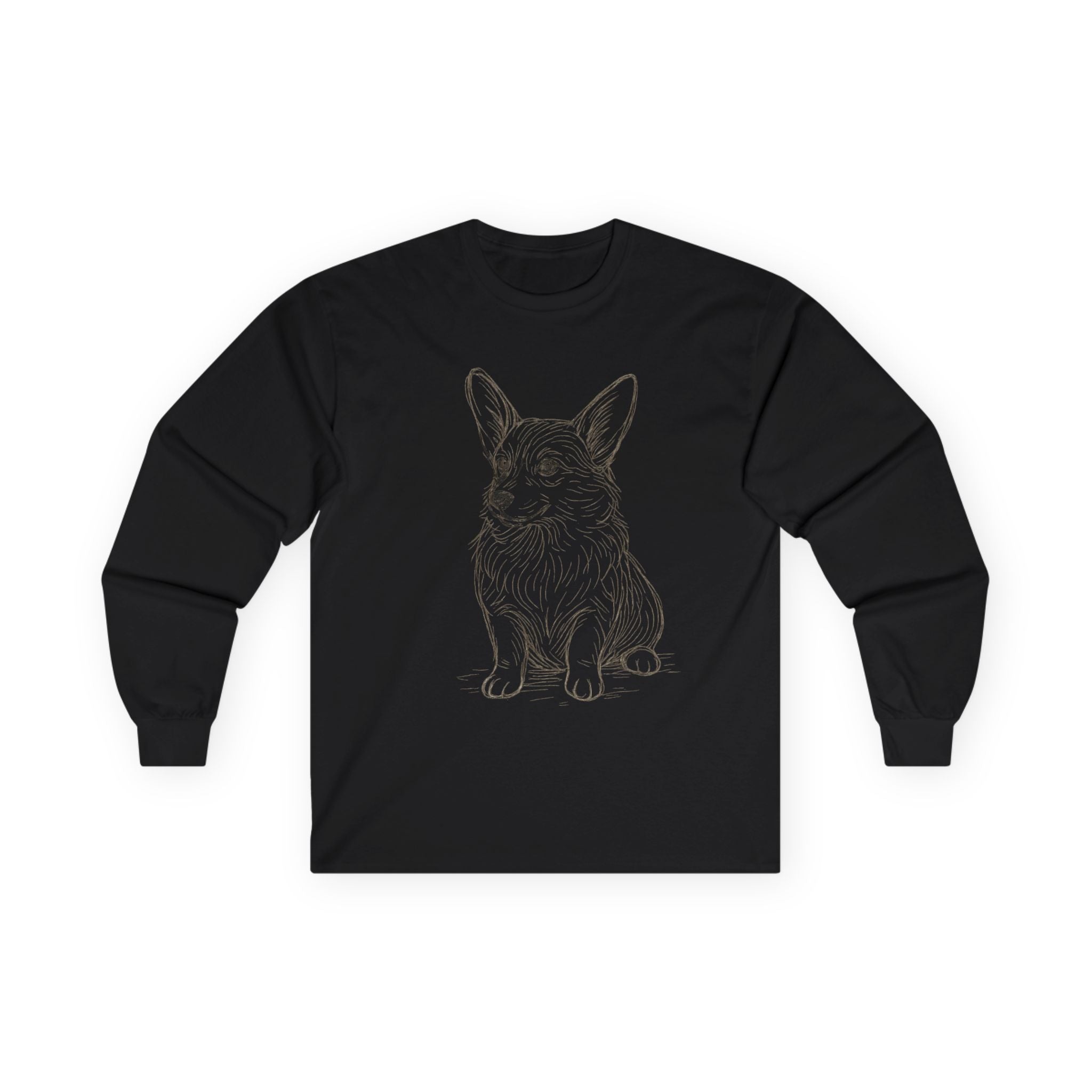 Corgi Sketch Long Sleeve Tee — Hand-Drawn Corgi Illustration
