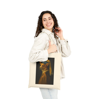 Canvas Tote Bag — 'Girl with a Pearl Collar' Corgi Portrait Tote