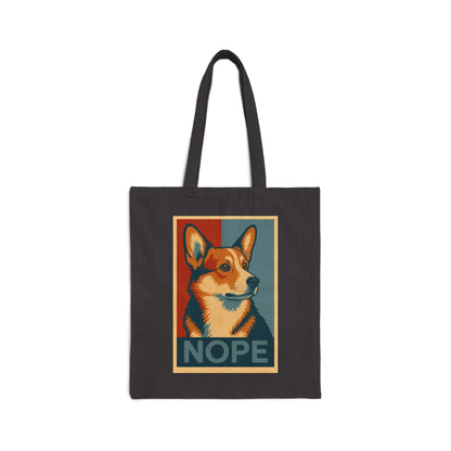 Nope Corgi Tote Bag — Funny Retro Corgi Canvas Tote