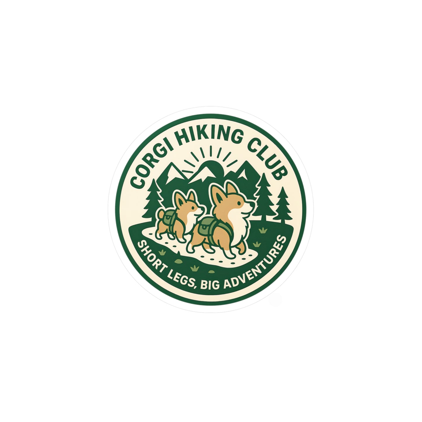 Corgi Hiking Club Vinyl Sticker — "Short Legs, Big Adventures" Kiss-Cut Decal