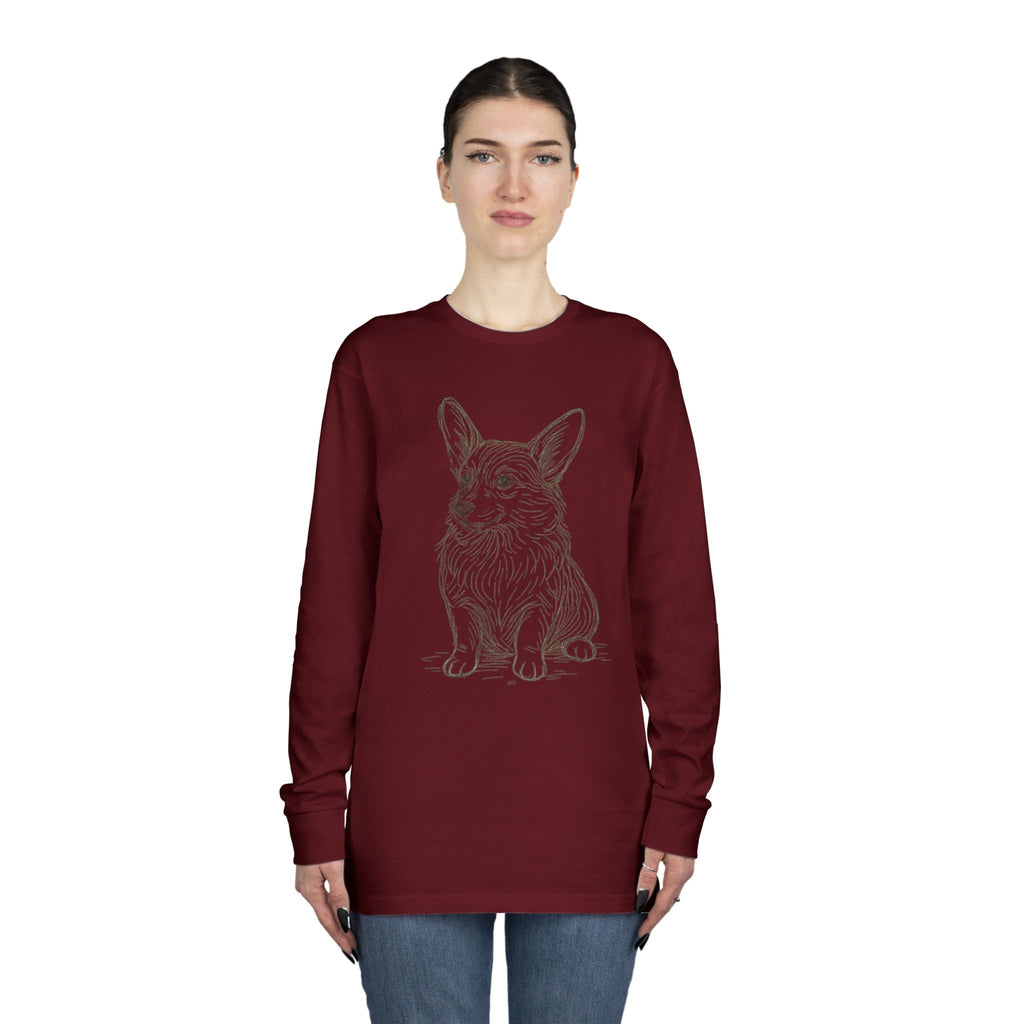 Long Sleeve Tee — Hand-Drawn Corgi Sketch Shirt