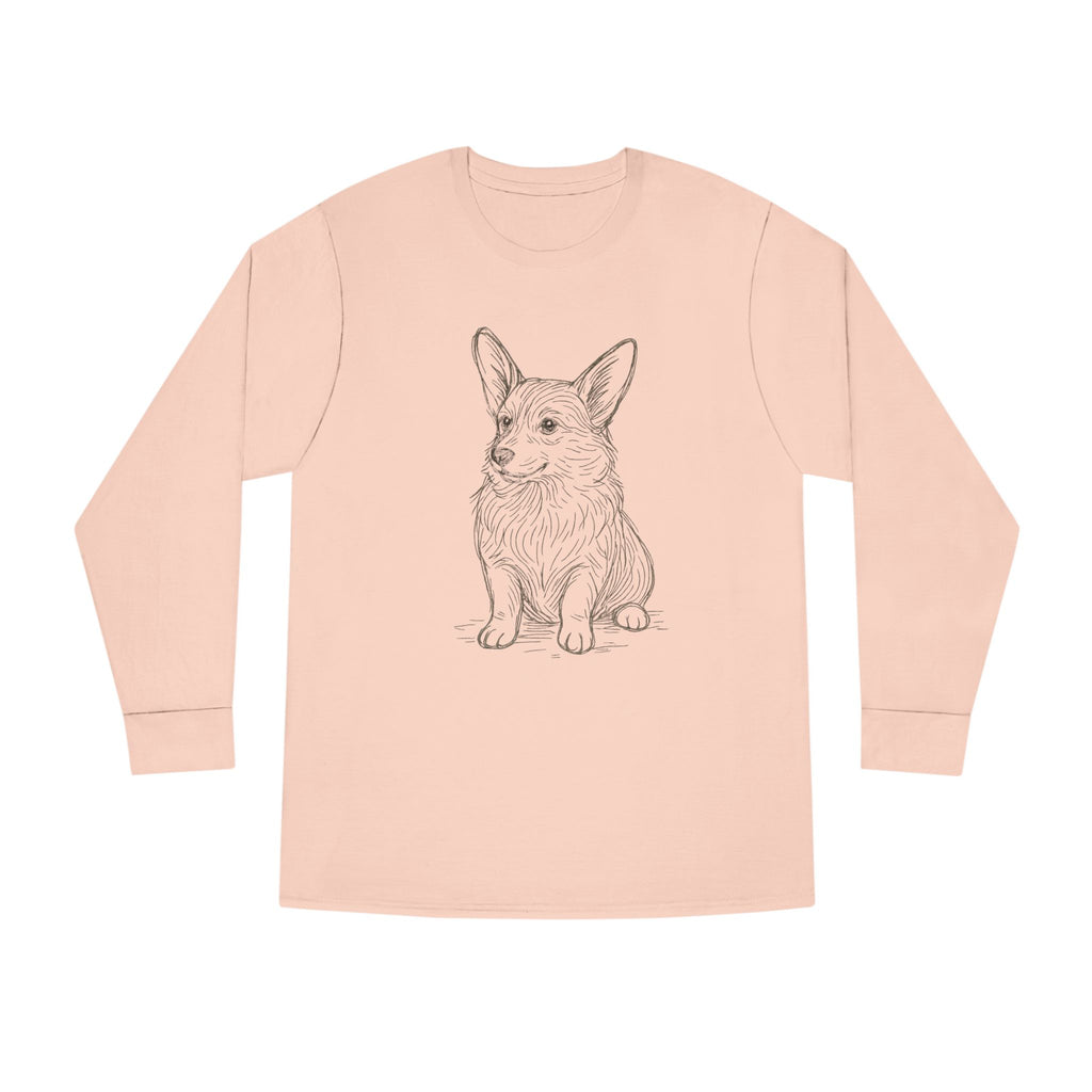 Long Sleeve Tee — Hand-Drawn Corgi Sketch Shirt