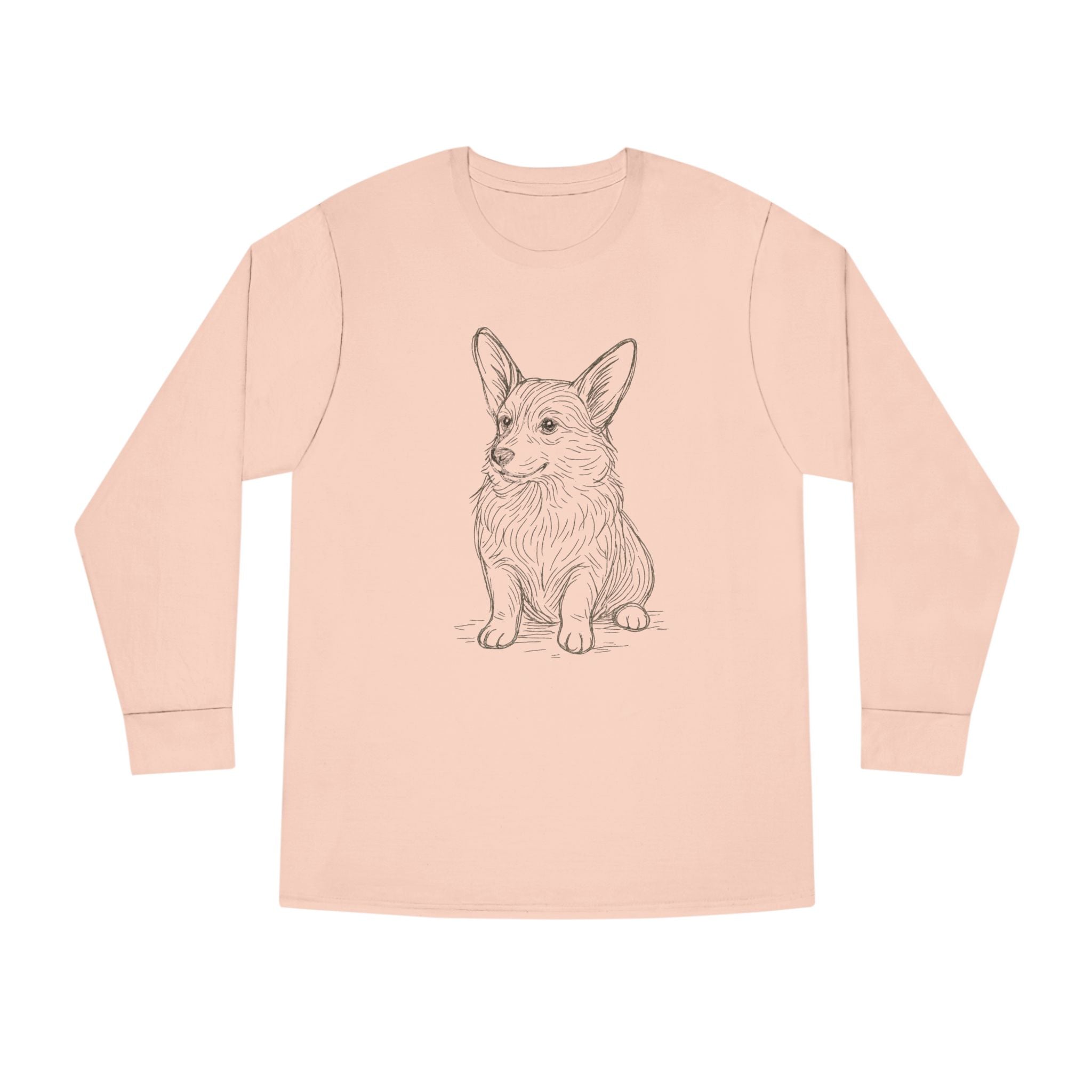 Long Sleeve Tee — Hand-Drawn Corgi Sketch Shirt