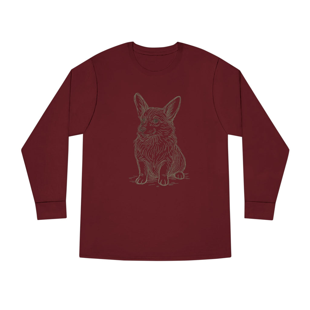 Long Sleeve Tee — Hand-Drawn Corgi Sketch Shirt
