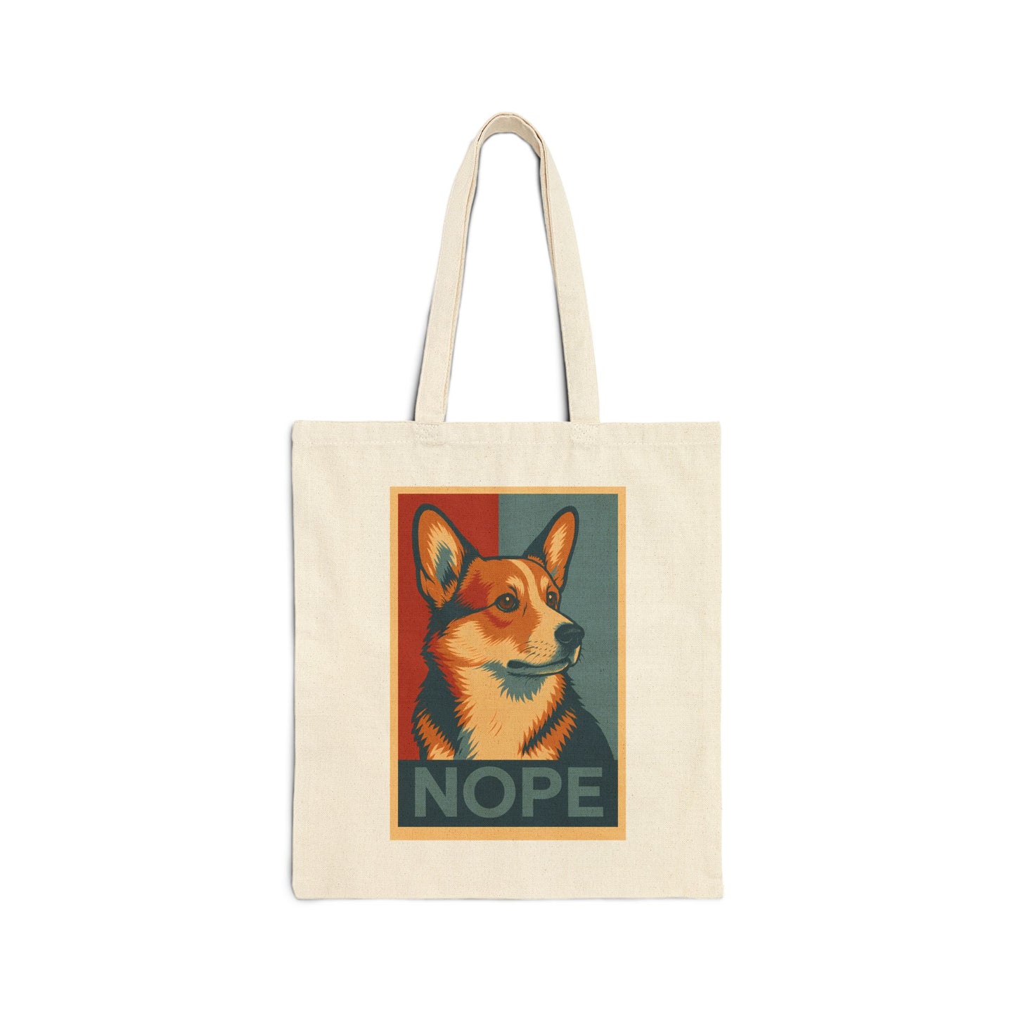 Nope Corgi Tote Bag — Funny Retro Corgi Canvas Tote