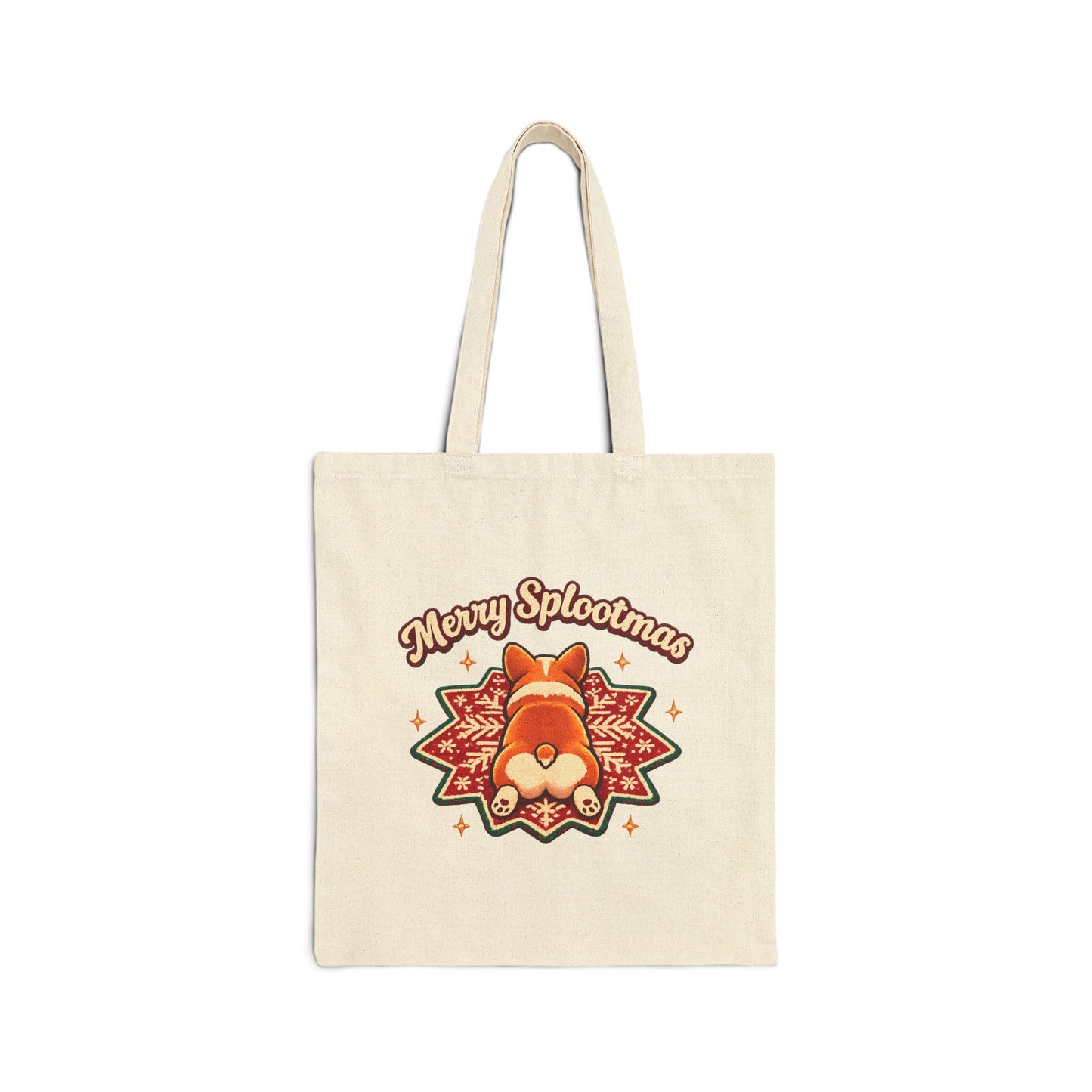 Tote Bag — "Merry Splootmas" Corgi Holiday Canvas Tote