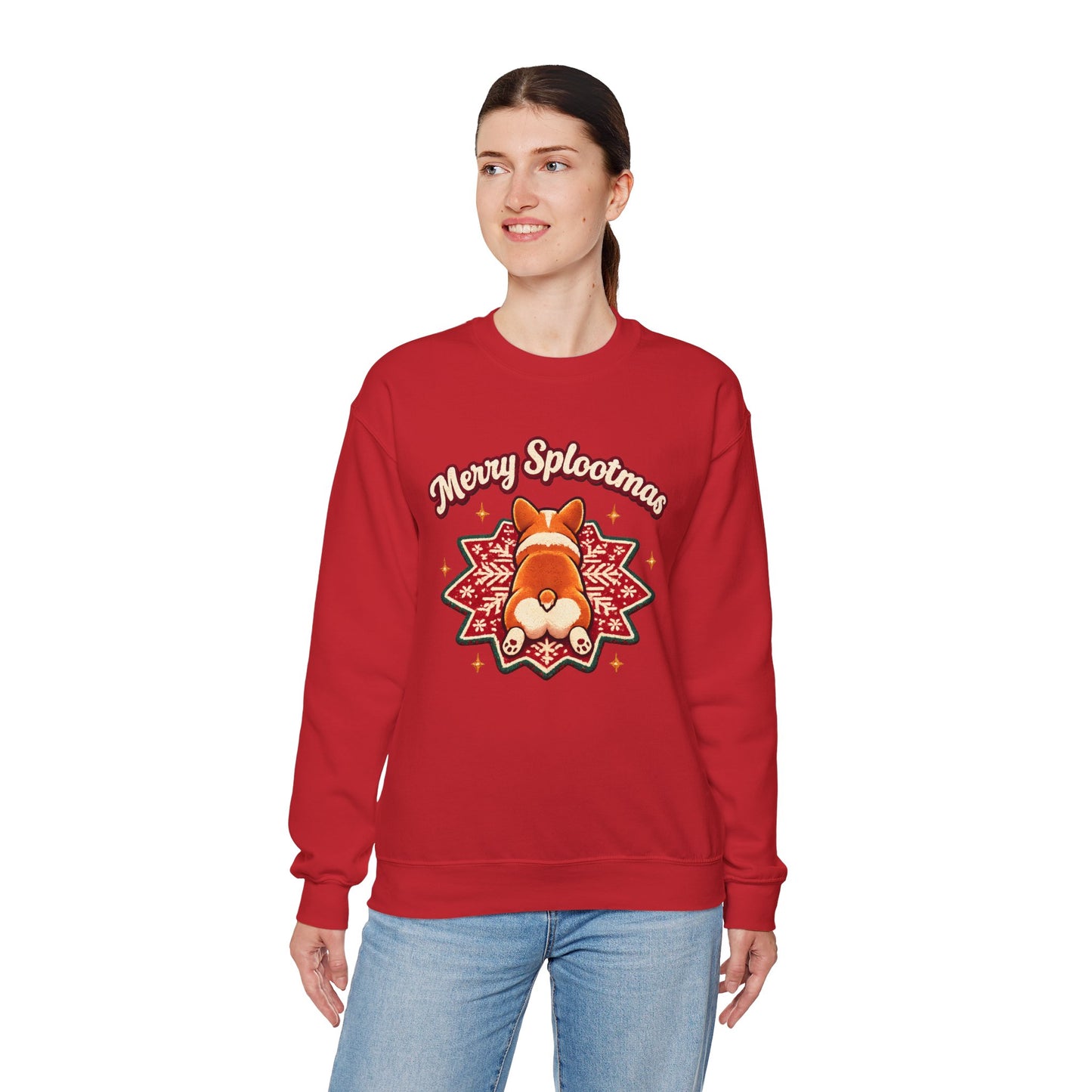 Holiday Corgi Sweatshirt – "Merry Splootmas" Cute Christmas Corgi Crewneck