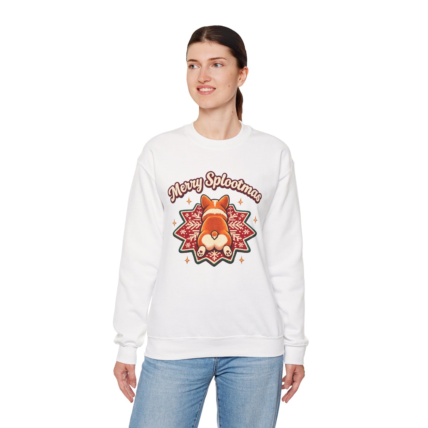 Holiday Corgi Sweatshirt – "Merry Splootmas" Cute Christmas Corgi Crewneck