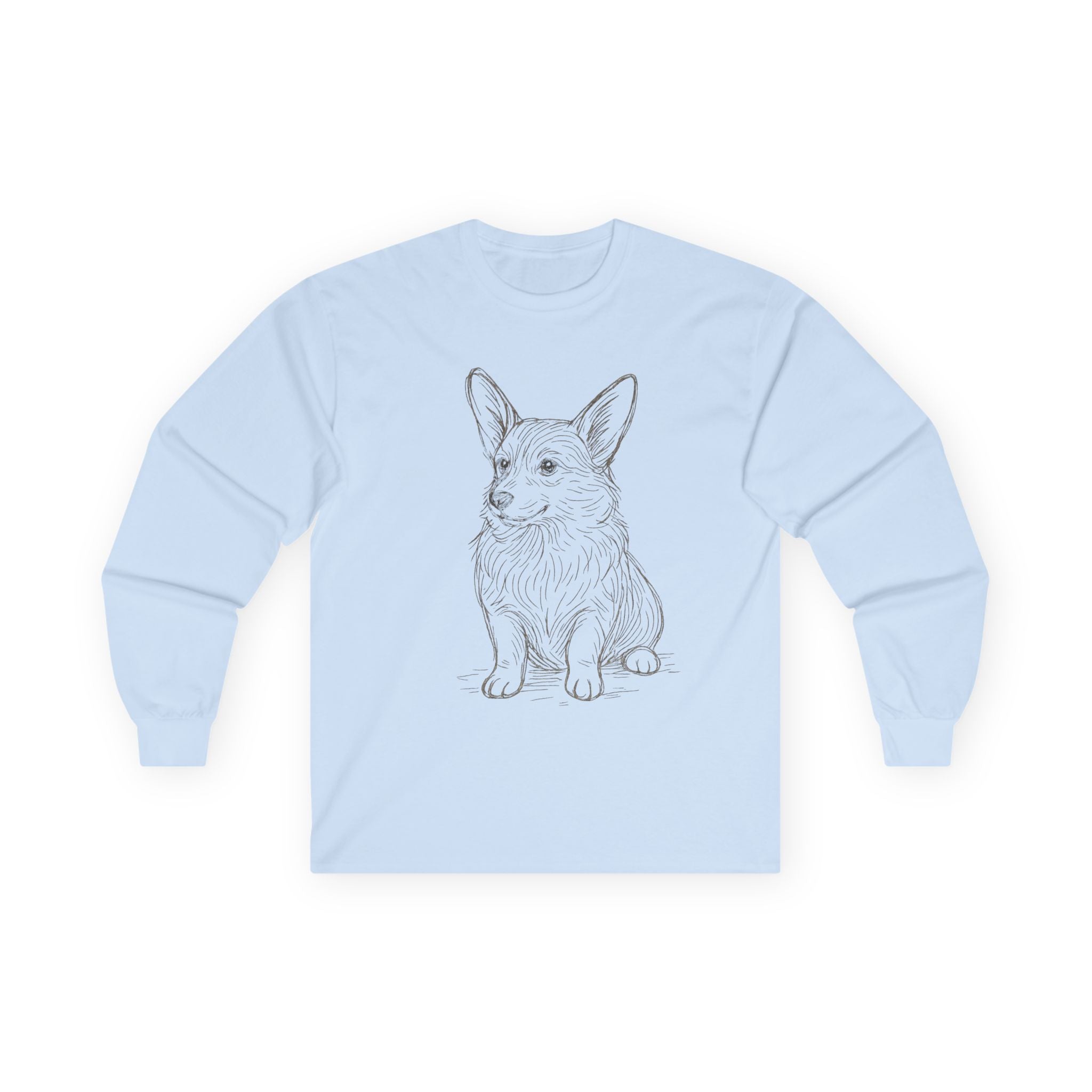 Corgi Sketch Long Sleeve Tee — Hand-Drawn Corgi Illustration