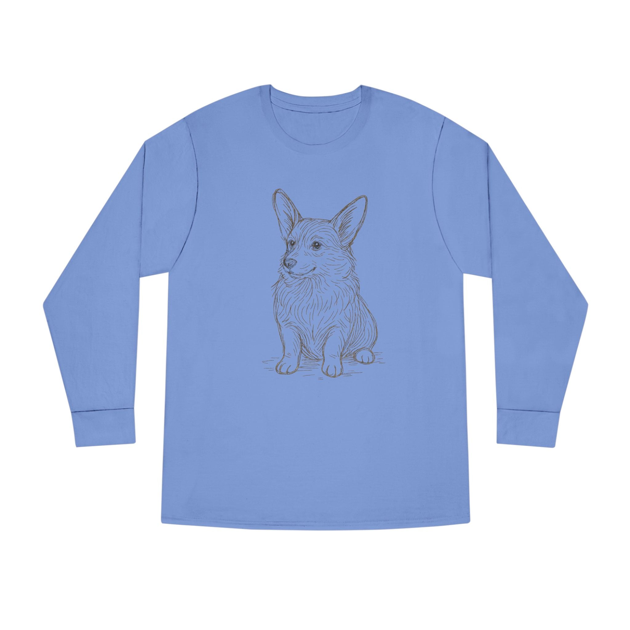 Long Sleeve Tee — Hand-Drawn Corgi Sketch Shirt