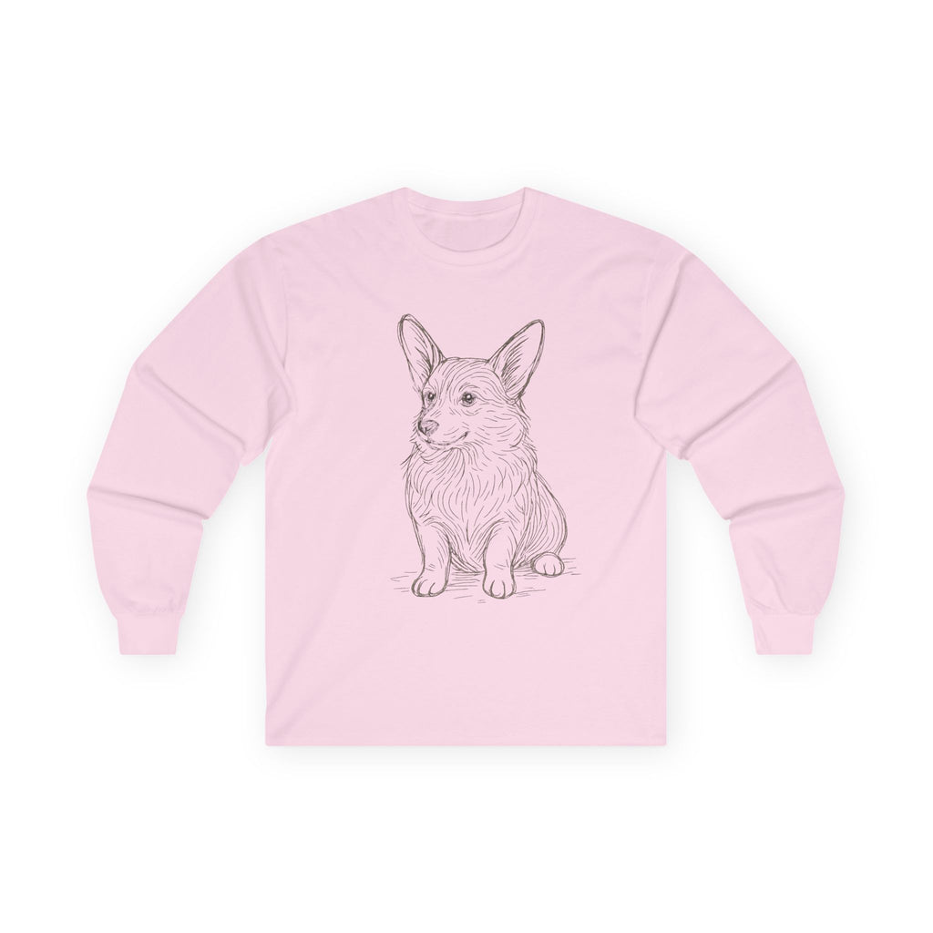 Corgi Sketch Long Sleeve Tee — Hand-Drawn Corgi Illustration