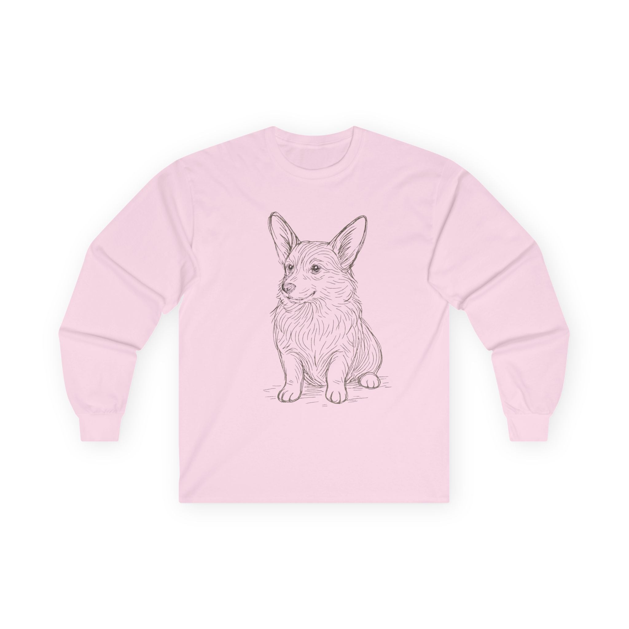 Corgi Sketch Long Sleeve Tee — Hand-Drawn Corgi Illustration